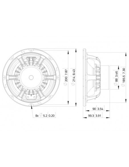 LAVOCE WAN082.50 8″ Woofer Neodymium Magnet Aluminium Basket Dri