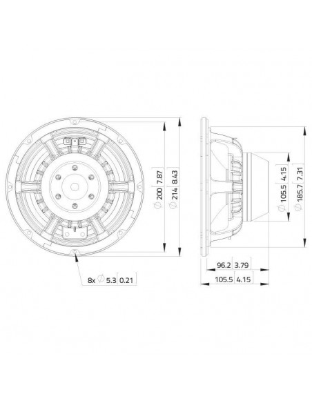 LAVOCE WAN082.50 8″ Woofer Neodymium Magnet Aluminium Basket Dri